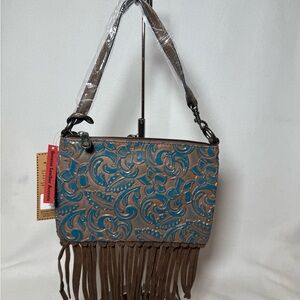 Justin Boots Western Leather Fringe Bag